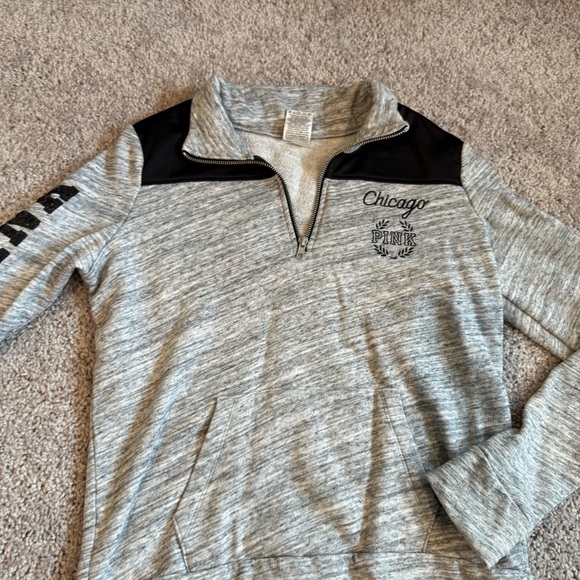 PINK Victoria's Secret Gray Chicago Quarter-Zip Sweater Size XS - Picture 5 of 8
